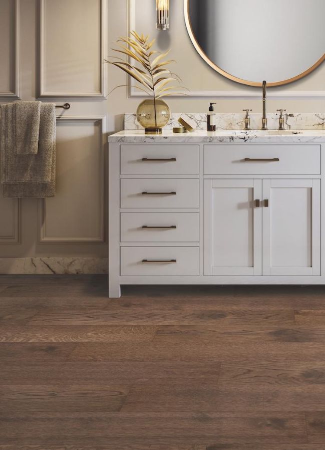 hardwood flooring in a Lowell, AR, bathroom