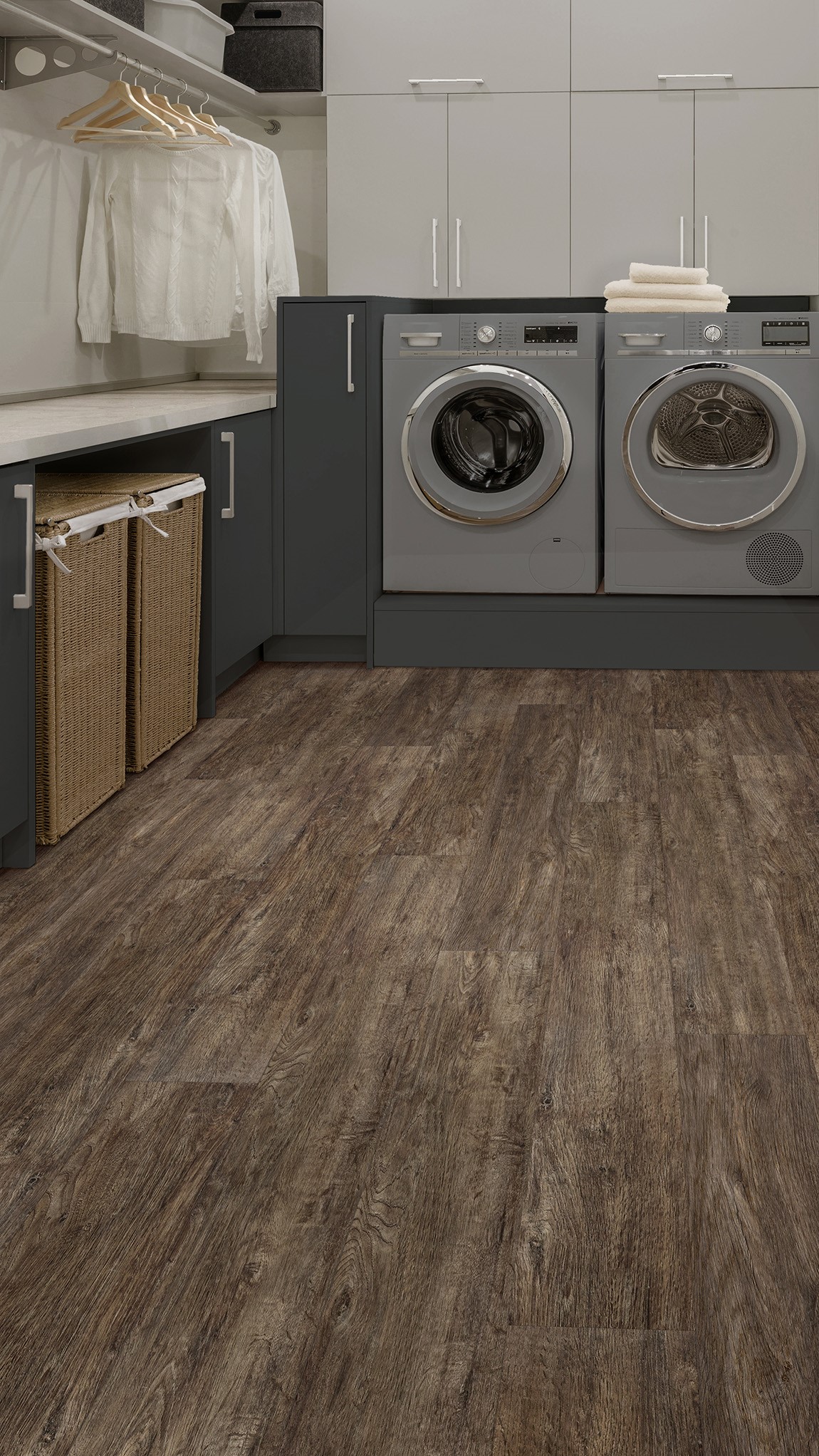 luxury vinyl tile in laundry room